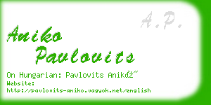 aniko pavlovits business card